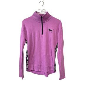 Victoria Secret Pink 1/4 Zip Pullover Sweatshirt Lilac Purple Dog Logo Size XS